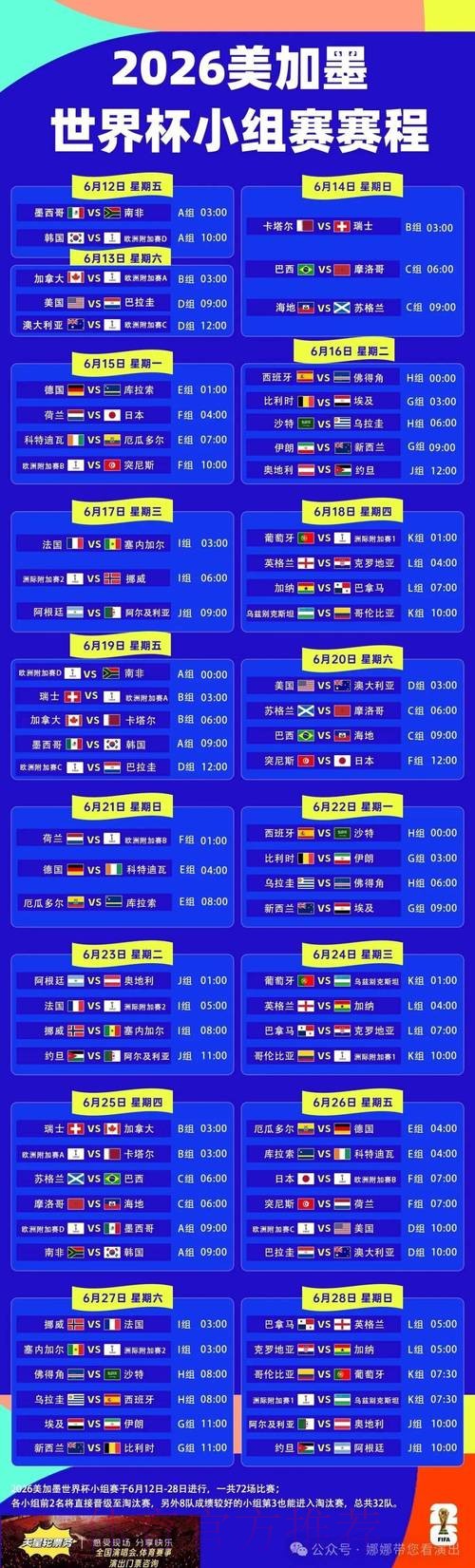 2026世界杯比赛时间实时更新实时赛程官网入口